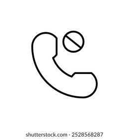 A phone icon representing a missed call, often seen in communication or mobile interface contexts.