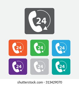 phone icon. Round square buttons. 