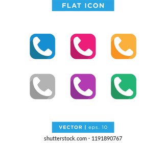 Phone Icon In Rounded Square with Variant Color and Long Shadow Vector Design Template.