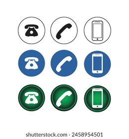 Telefon-Icon-Set 3-Stil-Vektorgrafik 
