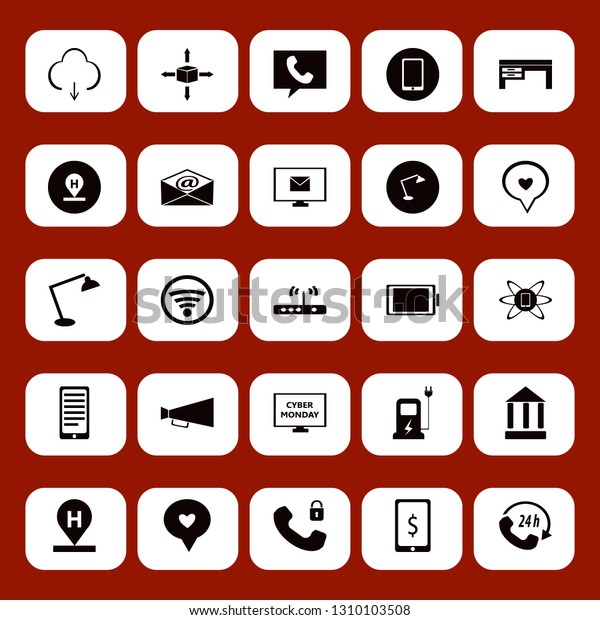 phone icon set with bank, mail and phone\
technology vector\
illustration