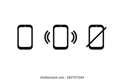 Phone icon set in black. Calling phone sign. No smartphone sign. Vector on isolated white background. EPS 10