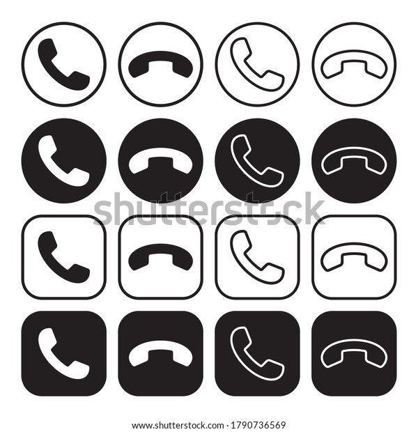 Phone Icon Set Call Application Symbol Stock Vector (Royalty Free ...
