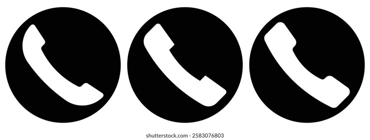 
Phone icon set. Call sign. Telephone call sign, Contact us. Communication symbol. Phone call buttons. 