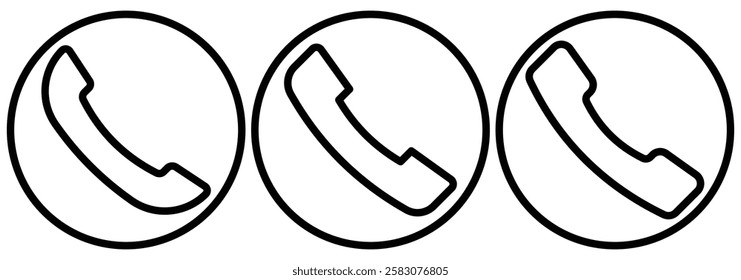 
Phone icon set. Call sign. Telephone call sign, Contact us. Communication symbol. Phone call buttons. 
