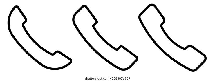 
Phone icon set. Call sign. Telephone call sign, Contact us. Communication symbol. Phone call buttons. 