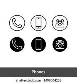 Phone Icon Set, Call Symbol Vector Isolated On White Background