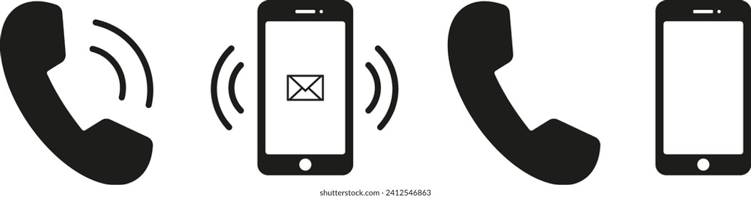 Telefonsymbol-Set. Rufen Sie Symbolvektorgrafik auf. Telefonsymbol. Telefonsymbol. Kontakt