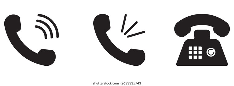 Phone icon set. Chat bubble icon. Telephone call sign. Contact icon phone mobile call. Cell phone pictogram communication icon. Vector illustration of mobile, smartphone, land phone. eps 10