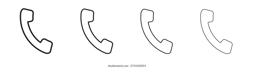 Phone icon set. A collection of simple black thin strokes icons