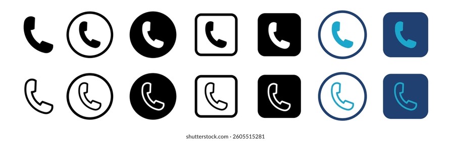 Phone icon set. Contact us. Telephone symbol. Phone vector. Vector illustration.
