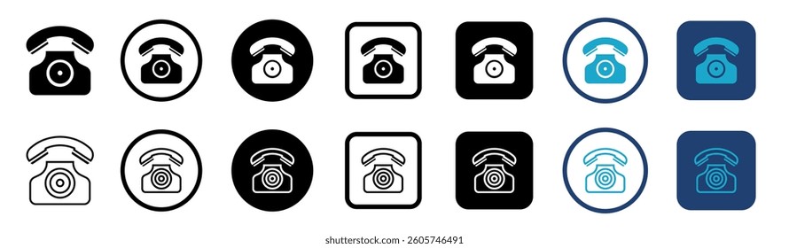 Phone icon set. Contact us. Telephone symbol. Vector illustration.