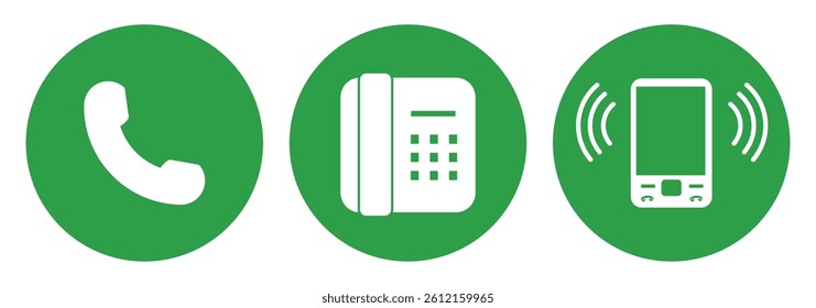 Phone icon set Or Contact us icon set. web icon set. business card contact information icon. Vector illustration of mobile, smartphone, land phone.
