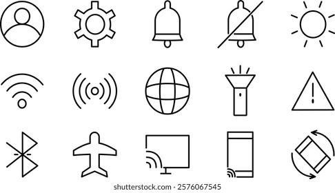 "Phone Icon Set: Device Features and Settings"