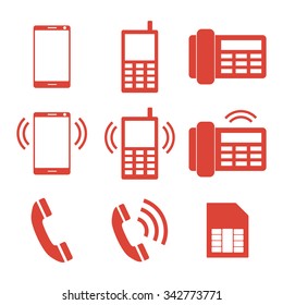 Phone Icon set. Flat design style eps 10