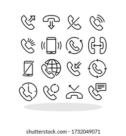 Phone icon set in flat style. Telephone communication symbols for your web site design, logo, app, UI Vector EPS 10.	
