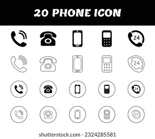 Icono de teléfono conjunto diseño plano