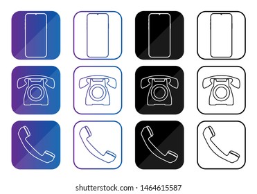 Phone icon set. Gradient and black colors vector illustration EPS10.