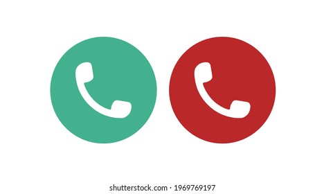 Phone Icon Set. Green and red phone icon. Call icon set