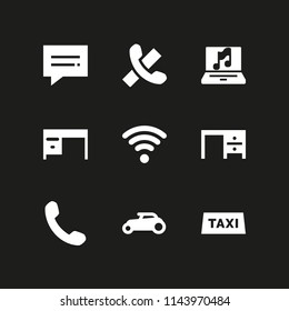 phone icon set with hang up, laptop and wifi vector icons for web and graphic design