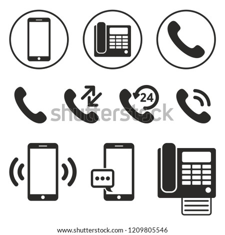 Phone icon set. Isolated telephone simbols on white background.