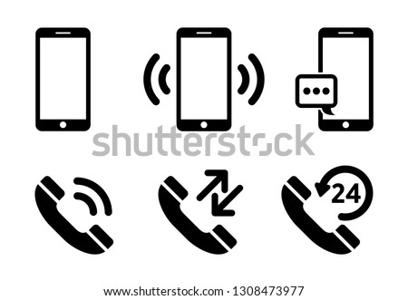 Phone icon set. Isolated telephone simbols on white background.