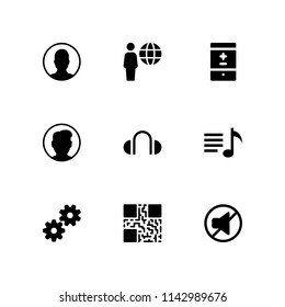 phone icon set. mute, playlist and qr code vector icon for graphic design and web