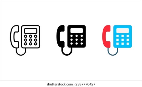 Juego de iconos de teléfono. Viejo teléfono para la oficina. Teléfono rotativo retro, símbolo de soporte web. Signo de conexión, llamada, línea de ayuda, línea directa y negocios. ilustración vectorial sobre fondo blanco