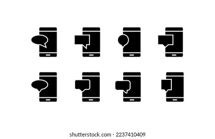 Phone icon set. Smartphone. Mobile phone. Phone Icons. Call, telephone, chat, voice, battery. Telephone symbol. Contact us. Vector illustration