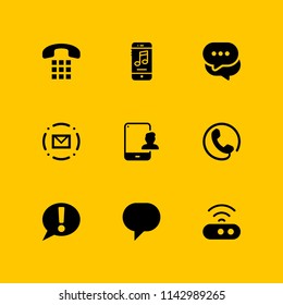 phone icon set. smartphone, tablet and chat vector icon for graphic design and web