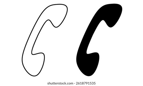 Phone icon set. solid outline icon vector. telephone symbol. phone icon isolated on white background