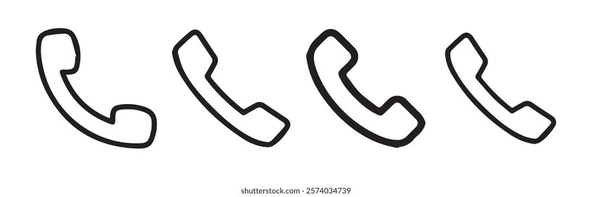 phone icon set, Telephone call sign, Contact us, Phone icon in trendy flat style isolated on white background.