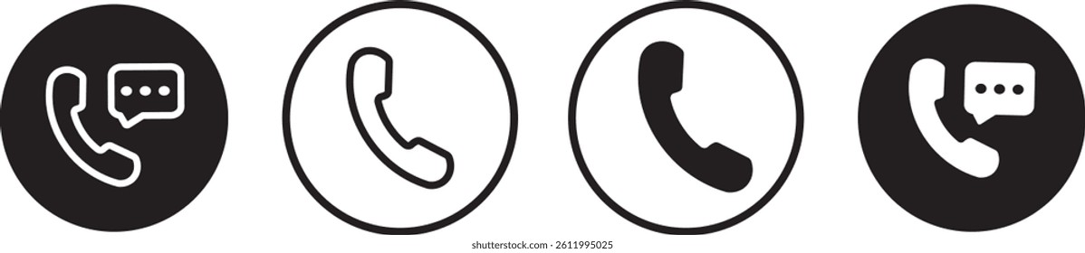 phone icon set, Telephone call sign, Cell phone isolated on transparent sign background. Contact us telephone sign