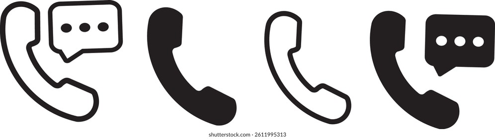 phone icon set, Telephone call sign, Cell phone isolated on transparent sign background. Contact us telephone sign

