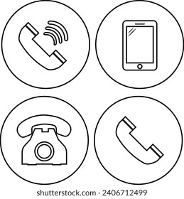 Phone icon set telephone mobile smartphone call flat vector symbol design