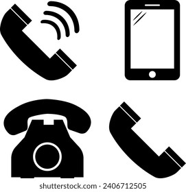 Phone icon set telephone mobile smartphone call flat vector symbol design