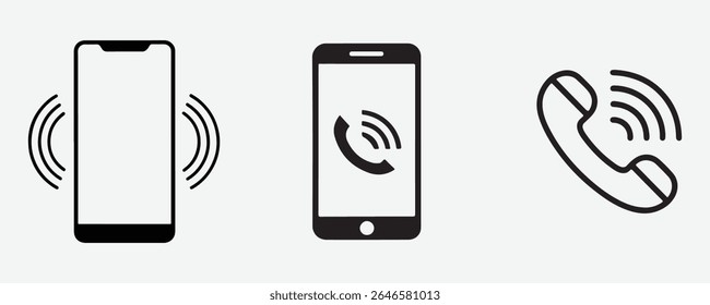 phone icon set of Telephone Smartphone ringing symbol on Vector illustration
