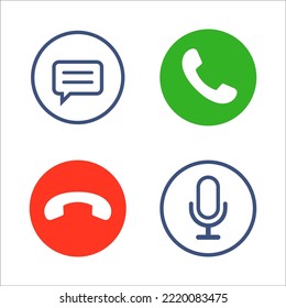 Phone icon set. Telephone symbol. Accept the call, end the call, message, voice message, speakerphone Vector