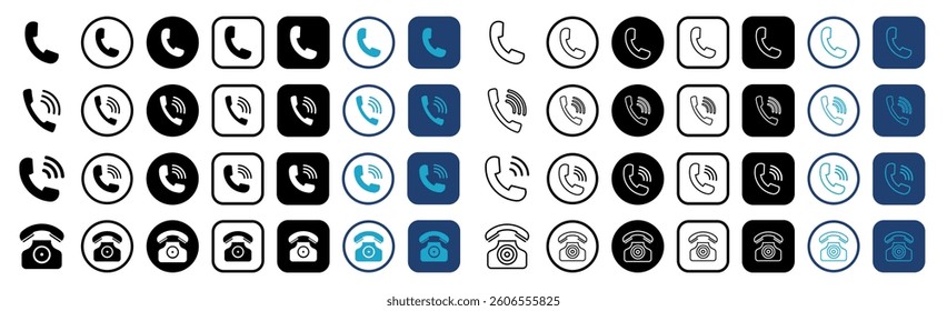 Phone icon set. Telephone symbol. Contact us. Phone vector illustration.