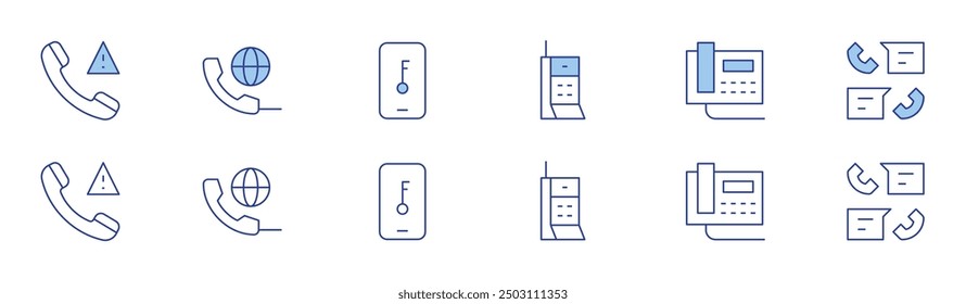 Phone icon set in two styles, Duotone and Thin Line style. Editable stroke. phone call, lock, phone.