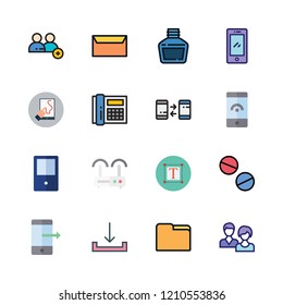 phone icon set. vector set about office material, mail, tablet and download icons set.