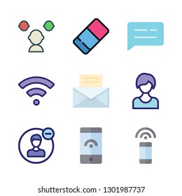 phone icon set. vector set about smartphone, office material, mail and chat icons set.