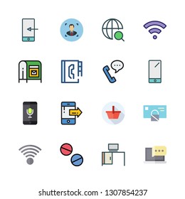 phone icon set. vector set about desk, laptop, mailing and wifi icons set.