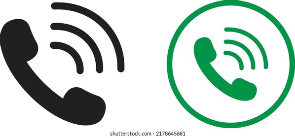 Phone icon set vector in black and green colors . Telephone icon symbol isolated. Call icon