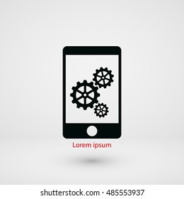 phone icon with settings, flat design best vector icon
