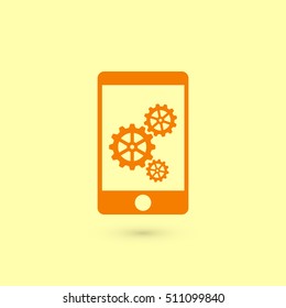 phone icon with settings, flat design best vector icon