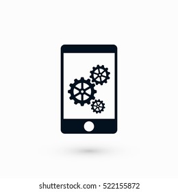 phone icon with settings, flat design best vector icon
