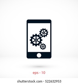 phone icon with settings, flat design best vector icon