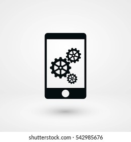 phone icon with settings, flat design best vector icon