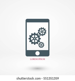 phone icon with settings, flat design best vector icon